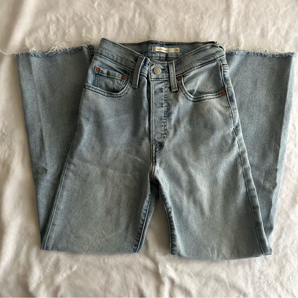 Levi’s Ribcage Straight Distressed Denim Jeans
